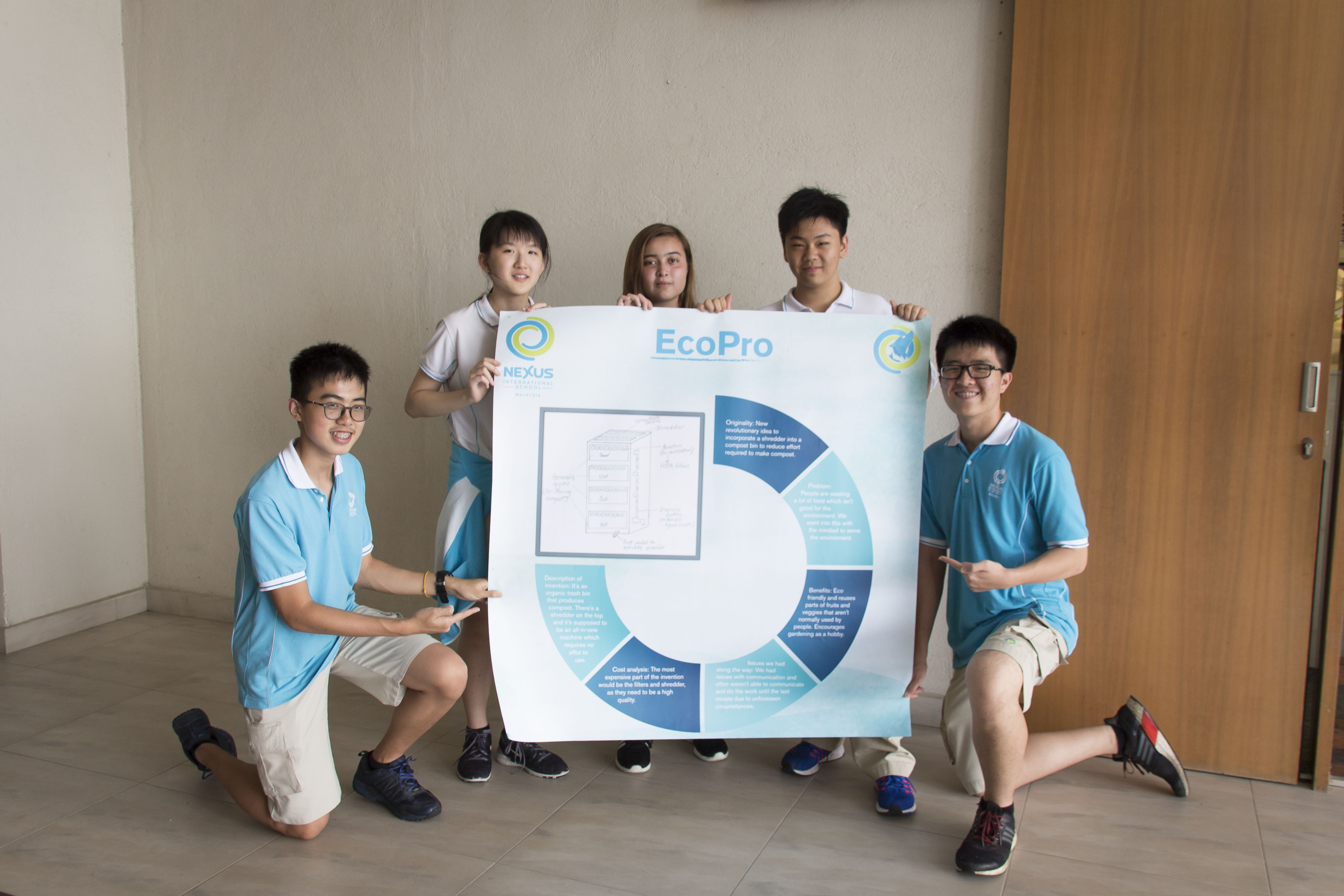 Southeast Asia’s brightest minds returned for another year of Young Inventors Challenge 2017 (YIC). Themed ‘Inventions to Serve’, this year’s competition united 117 teams of secondary schoolers from Malaysia, Indonesia, Singapore, Thailand and Philippines to create an invention that serves the wellbeing and welfare of humans, animals and the environment. Nexus’ secondary school teacher and YIC mentor, Mr Lloyd Adam Johnson, believes that our participation at the YIC allows our learners to express their ideas and overcome everyday problems in the most creative way. “We saw YIC as an opportunity to put our scientific minds together and produce a product that can help others,” Mr Johnson says. “We started off looking at personal and everyday problems. A lot of ideas were thrown together, but everybody is passionate about reducing and reusing waste in an environmental-friendly way”. Learners Jing Hui Tan, Samson Yi Lai, YuanSheng Goh, Caylyn Pooler and Audrey Low came together to contribute an invention in this Southeast Asia’s brightest minds returned for another year of Young Inventors Challenge 2017 (YIC). Themed ‘Inventions to Serve’, this year’s competition united 117 teams of secondary schoolers from Malaysia, Indonesia, Singapore, Thailand and Philippines to create an invention that serves the wellbeing and welfare of humans, animals and the environment. Nexus’ secondary school teacher and YIC mentor, Mr Lloyd Adam Johnson, believes that our participation at the YIC allows our learners to express their ide