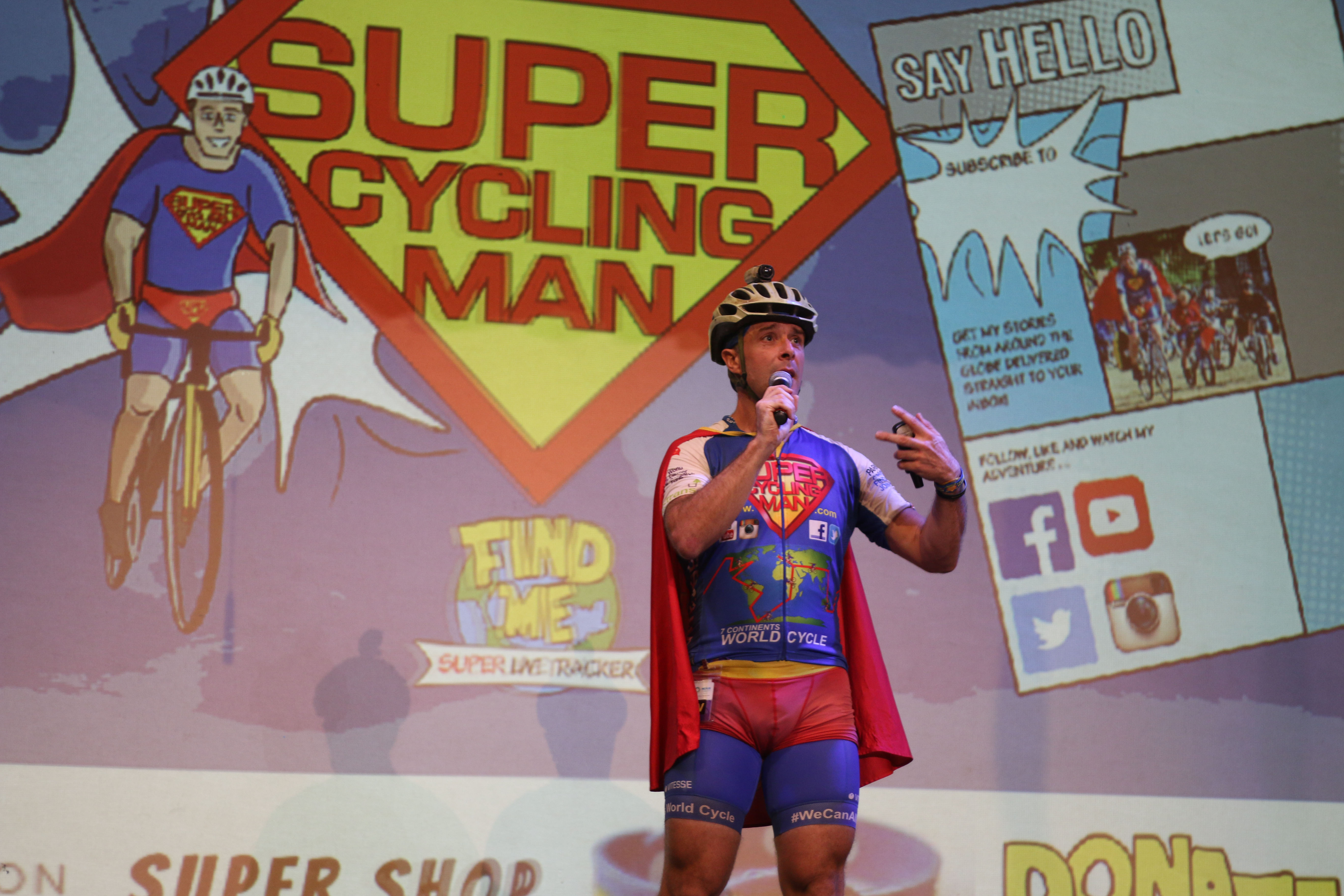 Superhero Welcome for Super Cycling Man