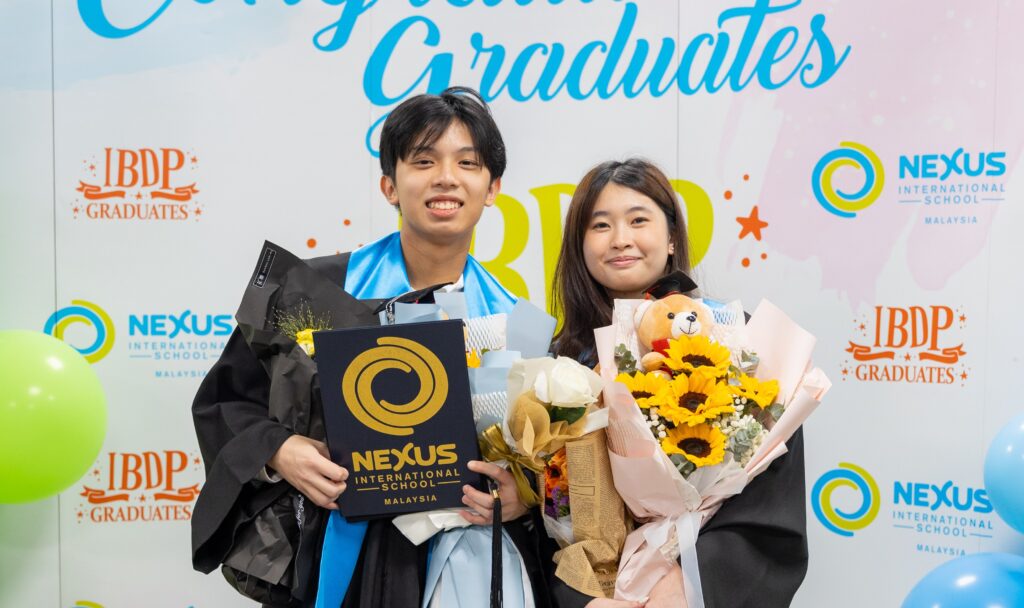 Keith Tan, an IB Diploma Programme learner, celebrating his University Offer to the University of Oxford during the Class of 2026 IB Graduation ceremony at Nexus International School Malaysia.